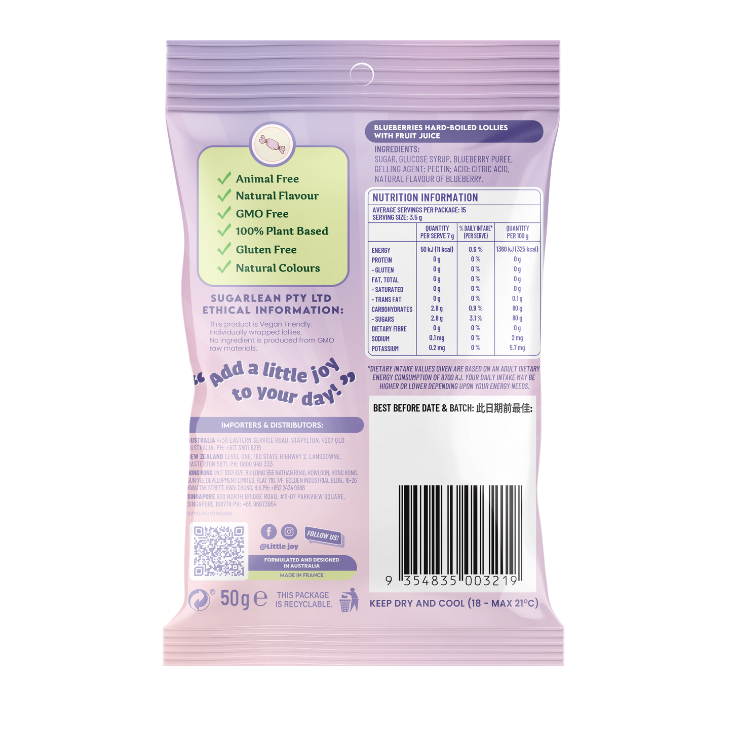Vegan Hard-Boiled Blueberry Flavours 50g