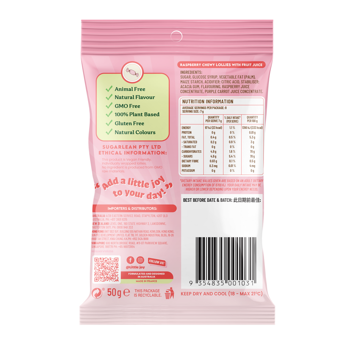 Copenhagen Raspberry Chew Vegan Raspberry Chews 50g – Little Joy