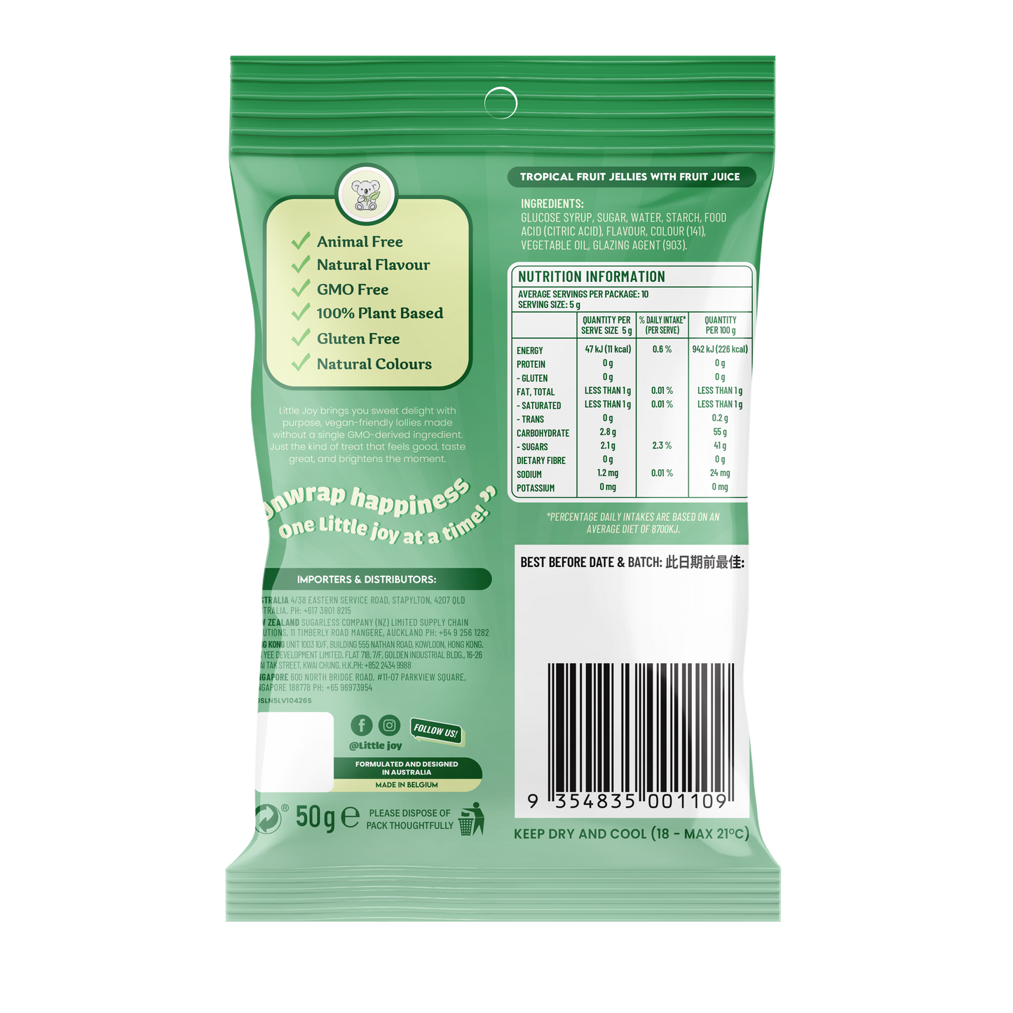 Vegan Koala Tropical Fruit Salad Jellies 50g